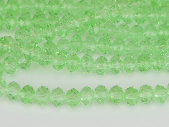 Бусинки хрустальные 6х4 мм №33 цвет Салатовый прозрачный, 1 низка