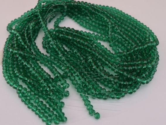 Бусинки хрустальные 6х4 мм №36 цвет зеленый прозрачный, 1 низка