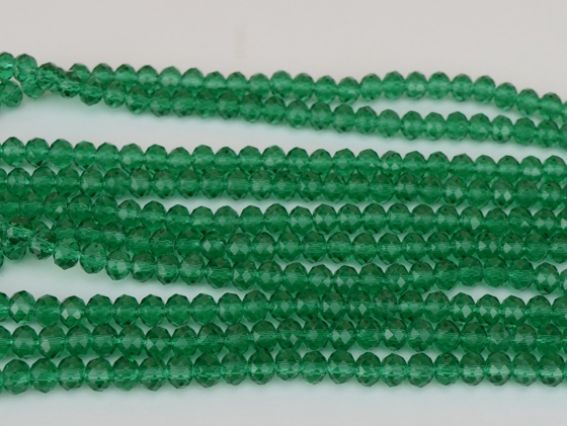 Бусинки хрустальные 6х4 мм №36 цвет зеленый прозрачный, 1 низка