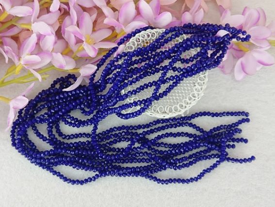 Намистини кришталеві 3х4 мм (120) №74, темно-сині непрозорі, 1 низка