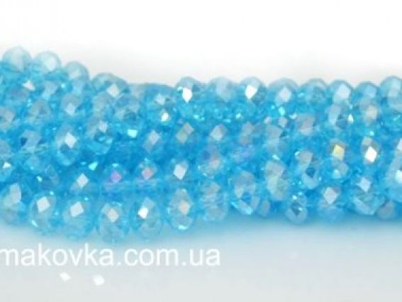 Хрусталь 8х6 мм 35, 1 низка голубые перламутр Хрусталь 8х6 мм 35, 1 низка голубые перламутр