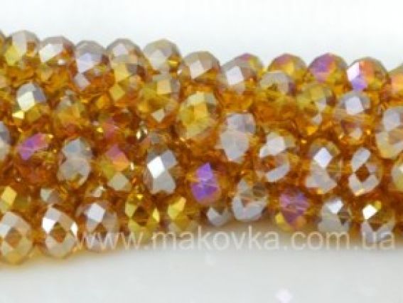Хрусталь 8х6 мм 40, 1 низка темно-желтые перламутр Хрусталь 8х6 мм 40, 1 низка темно-желтые перламутр