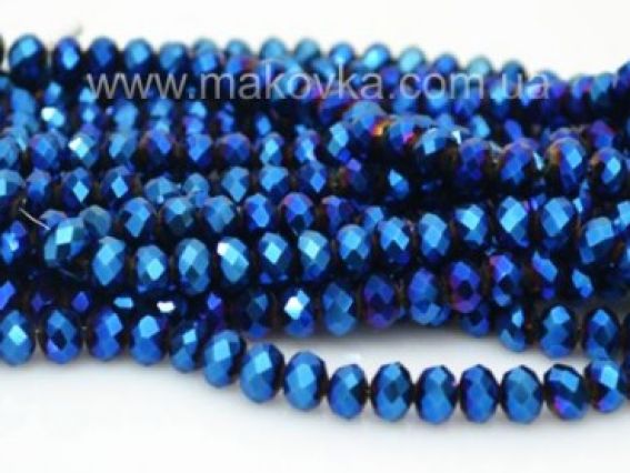 Хрусталь 8х6 мм 45, 1 низка аквамарин синие Хрусталь 8х6 мм 45, 1 низка аквамарин синие