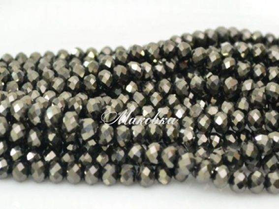 Хрусталь 8х6 мм №46, 1 низка аквамарин черные Хрусталь 8х6 мм №46, 1 низка аквамарин черные