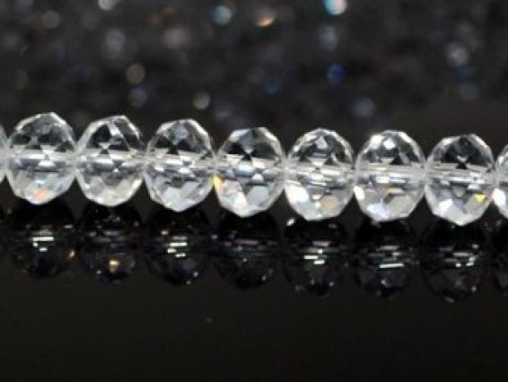 Бусины Хрустальные 8х6 мм №25, Crystal белый прозрачный, 1 низка