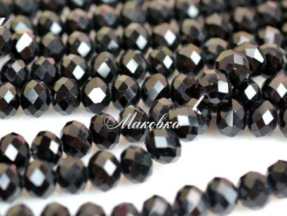 Хрусталь 8х6 мм №71 матовая черная с сильным отливом, 1 низка