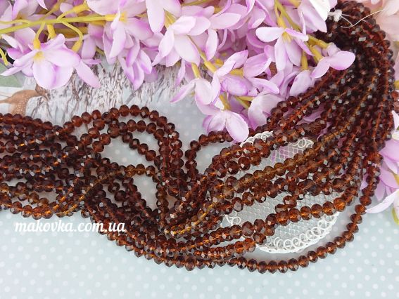 Намистини Кришталеві 8х6 мм №15, Smoked Topaz (коричневі), 1 низка