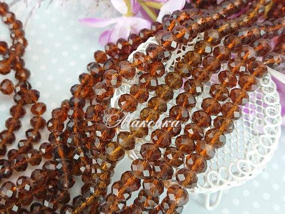 Кришталь 8х6 мм №15, Smoked Topaz (коричневі), 1 низка