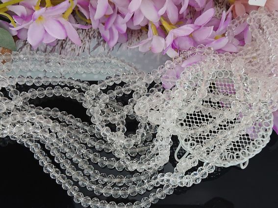 Бусины Хрустальные 8х6 мм №25, Crystal белый прозрачный, 1 низка