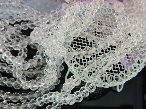 Бусины Хрустальные 8х6 мм №25, Crystal белый прозрачный, 1 низка