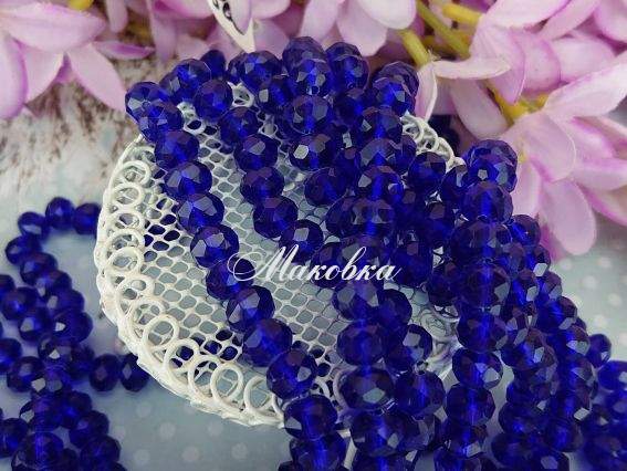 Кришталь 8х6 мм №27, Кобальт синій, 1 низка