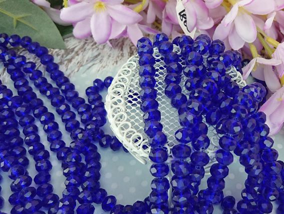 Намистини Кришталеві 6х8 мм № 27, Кобальт синій, 1 низка