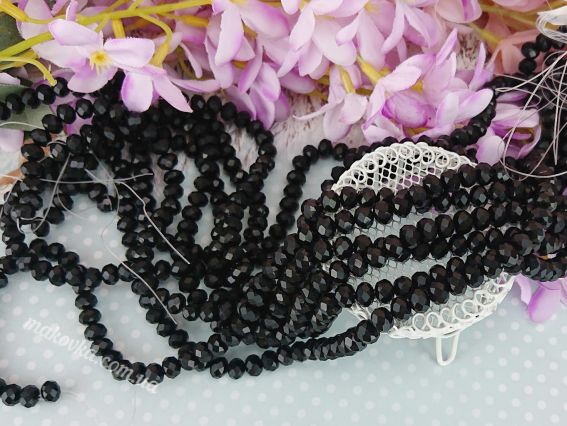 Бусины Хрустальные 8х6 мм №29 Jet (матовая черный янтарь), 1 низка