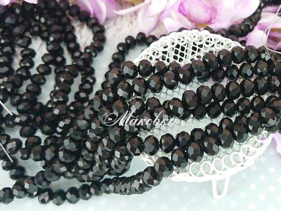 Кришталь 8х6 мм №29 Jet (непрозора чорний бурштин), 1 низка