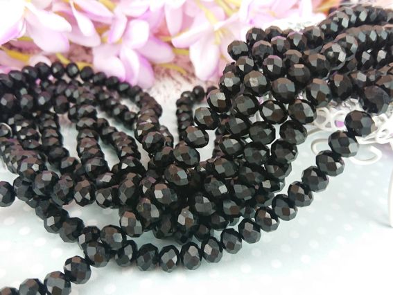 Бусины Хрустальные 8х6 мм №29 Jet (матовая черный янтарь), 1 низка