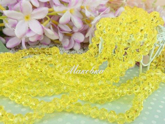 Кришталь 8х6 мм №72 лимонні, 1 низка