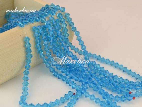 Хрусталь Биконус 6х6 мм, №407 Aquamarine