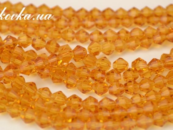 Хрустальные бусинки Биконус размер 6х6 мм, №409 middle yellow