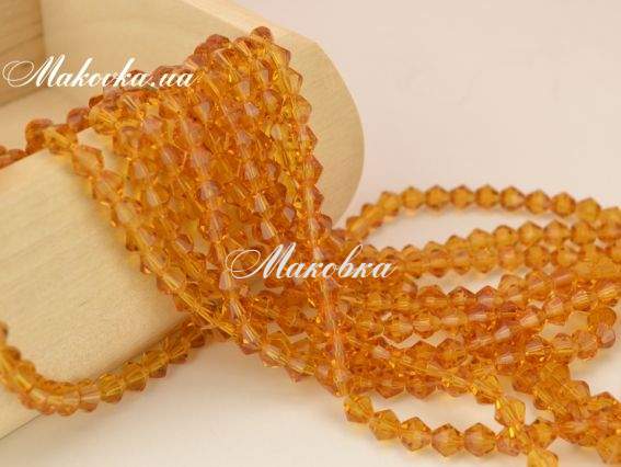 Хрусталь Биконус 6х6 мм, №409 middle yellow