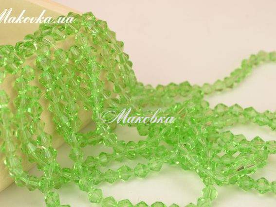 Хрусталь Биконус 6х6 мм, №410 light green