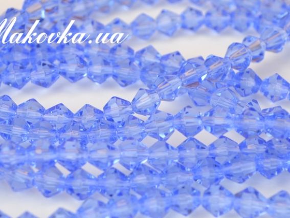 Кришталеві намистинки Біконус розмір  6х6 мм, №414 light blue