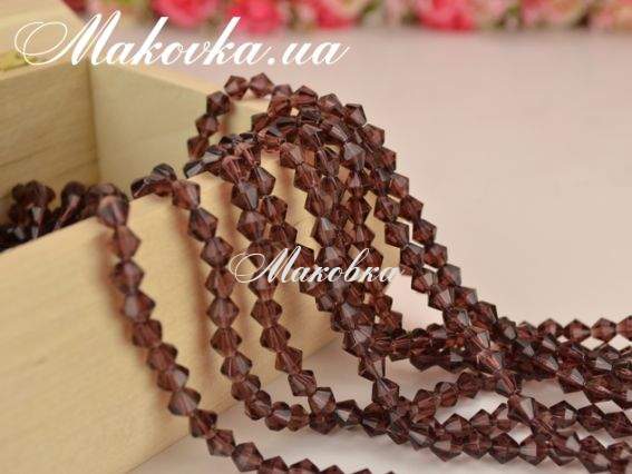 Кришталь Біконус 6х6 мм, №415 dark purple Кришталь Біконус 6х6 мм, №415 dark purple