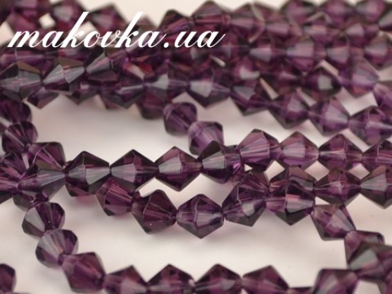 Хрустальные бусинки Биконус размер 6х6 мм, №420 Dark violet