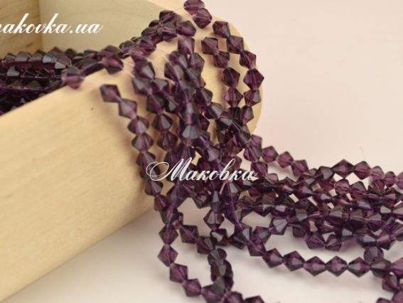 Хрусталь Биконус 6х6 мм, №420 Dark violet