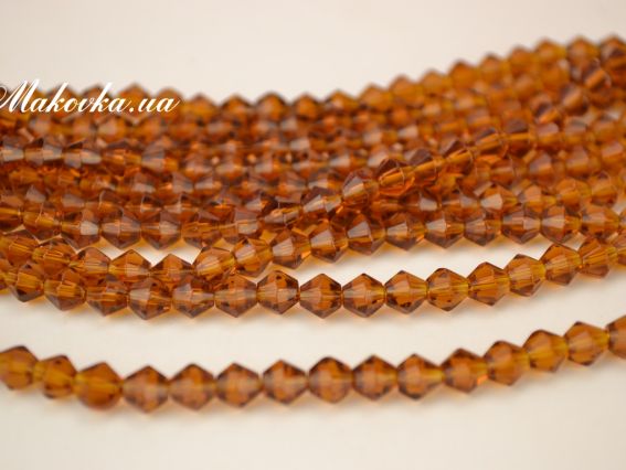 Хрустальные бусинки Биконус размер 6х6 мм, №423 dark yellow
