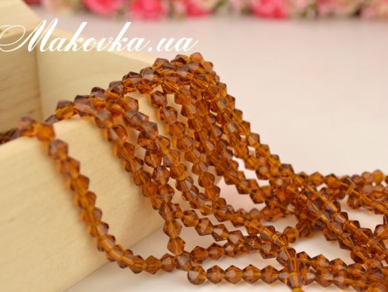 Хрусталь Биконус 6х6 мм, №423 dark yellow Хрусталь Биконус 6х6 мм, №423 dark yellow