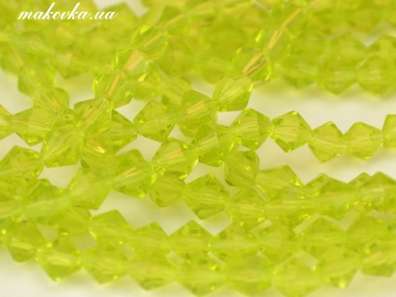 Хрустальные бусинки Биконус размер 6х6 мм, №427 Olivine