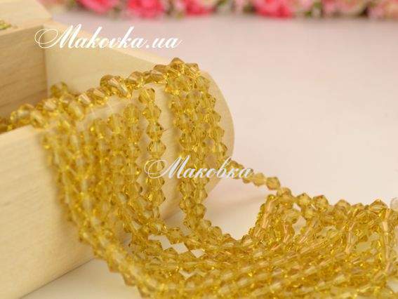 Хрусталь Биконус 6х6 мм, №428 light yellow