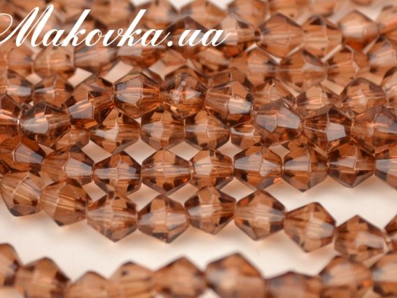 Хрустальные бусинки Биконус размер 6х6 мм, №429 smoked topaz