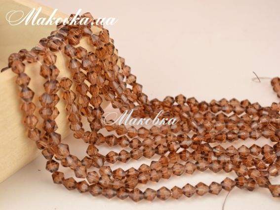 Хрусталь Биконус 6х6 мм, №429 smoked topaz