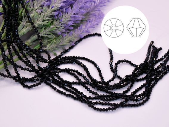 Намистини біконус 2*3 мм, №13 Jet , 1 низка