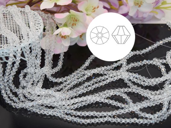 Намистини біконус 4*3 мм, №01 білі прозорі, 1 низка Намистини біконус 4*3 мм, №01 білі прозорі, 1 низка