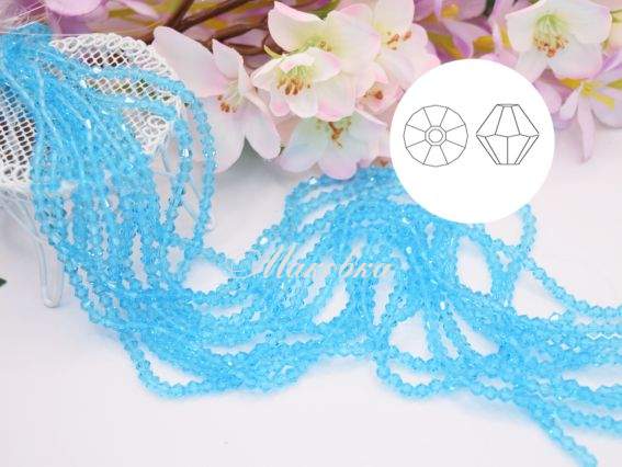Бусины биконус 4*3 мм, №03 Aquamarine , 1 низка