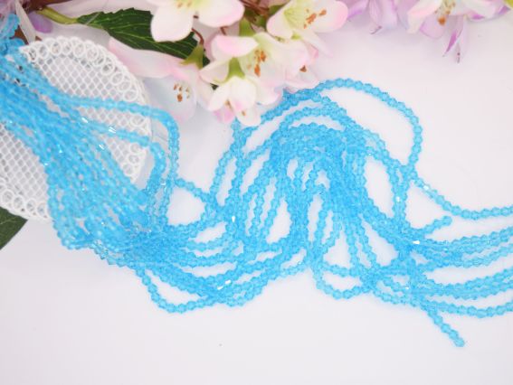  Намистини кришталь Біконус Грановані 4*3 мм, колір №03 Aquamarine, 1 низка,