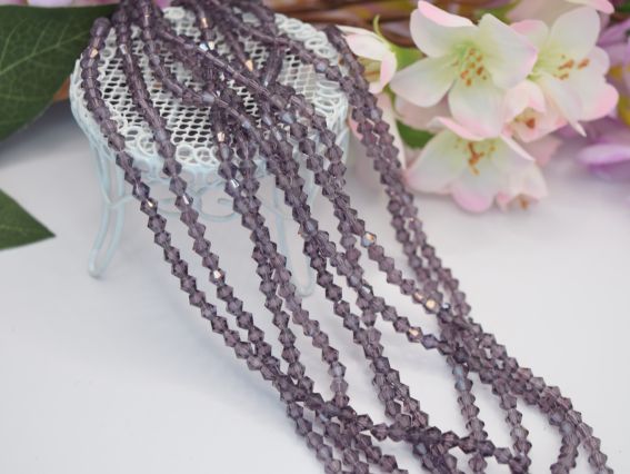  Намистини кришталь Біконус Грановані 4*3 мм, колір №04 аметист, 1 низка,