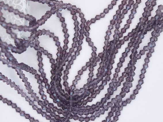  Намистини кришталь Біконус Грановані 4*3 мм, колір №04 аметист, 1 низка,