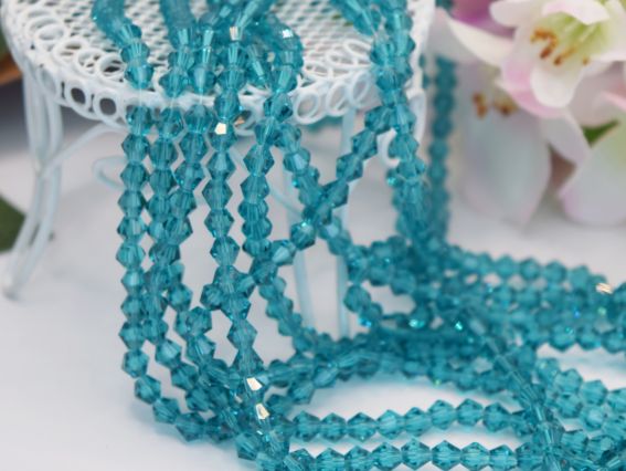  Намистини кришталь Біконус Грановані 4*3 мм, колір №05 Індиголіт, 1 низка,