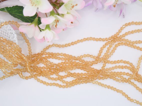  Намистини кришталь Біконус Грановані 4*3 мм, колір №08 Gold Champagne, 1 низка,