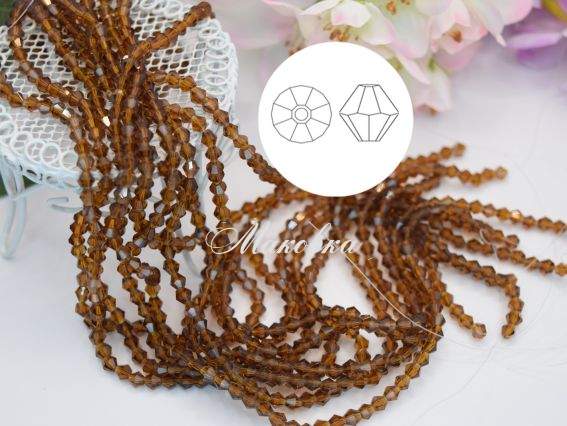 Бусины биконус 4*3 мм, №10 Smoked Topaz, 1 низка