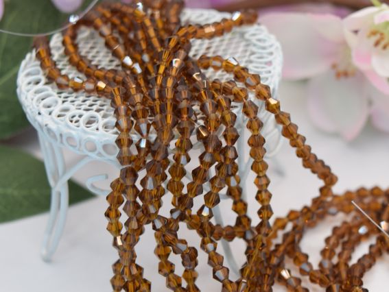  Намистини кришталь Біконус Грановані 4*3 мм, колір №10 Smoked Topaz, 1 низка,