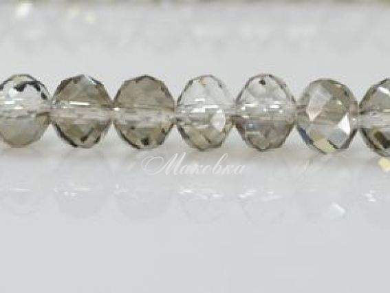 Хрусталь 10х8 мм 01, 1 низка, белый (серебро)