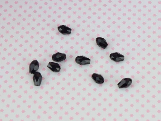 Кришталеві намистини, форма Капля, розмір 3*5мм Чорні непрозорі 10 шт