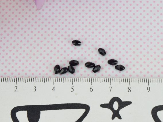 Кришталеві намистини, форма Капля, розмір 3*5мм Чорні непрозорі 10 шт