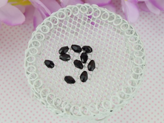 Бусины Хрусталь Капля 4*6мм Черные непрозрачные 10 шт