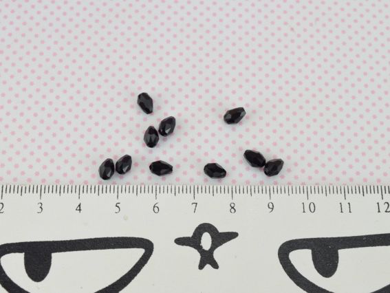 Хрустальные Бусины, форма Капля, размер 4*6мм Черные непрозрачные 10 шт