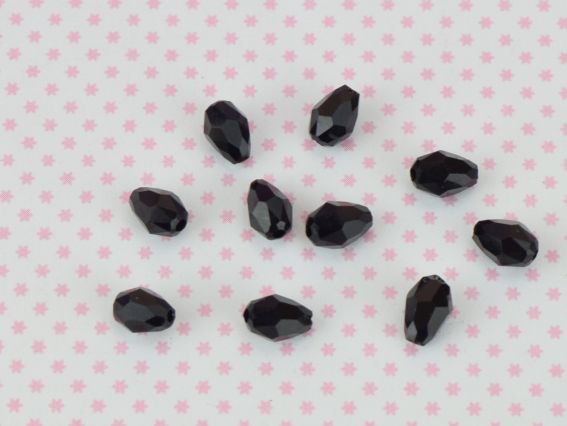 Хрустальные Бусины, форма Капля, размер 4*6мм Черные непрозрачные 10 шт